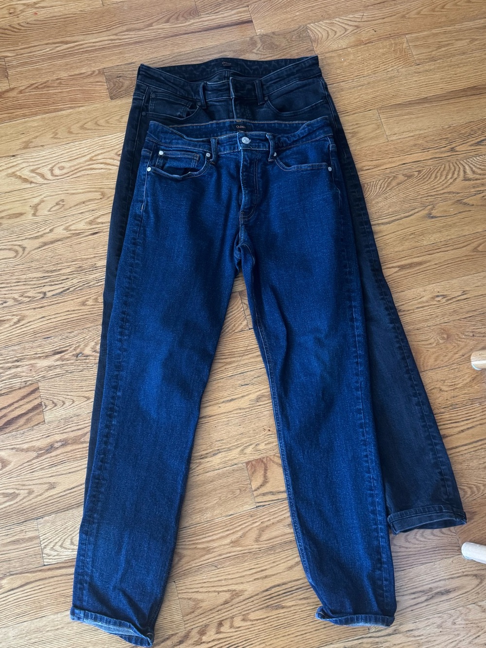 Two Pairs Dark Blue and Black Classic Slim Jeans Duo